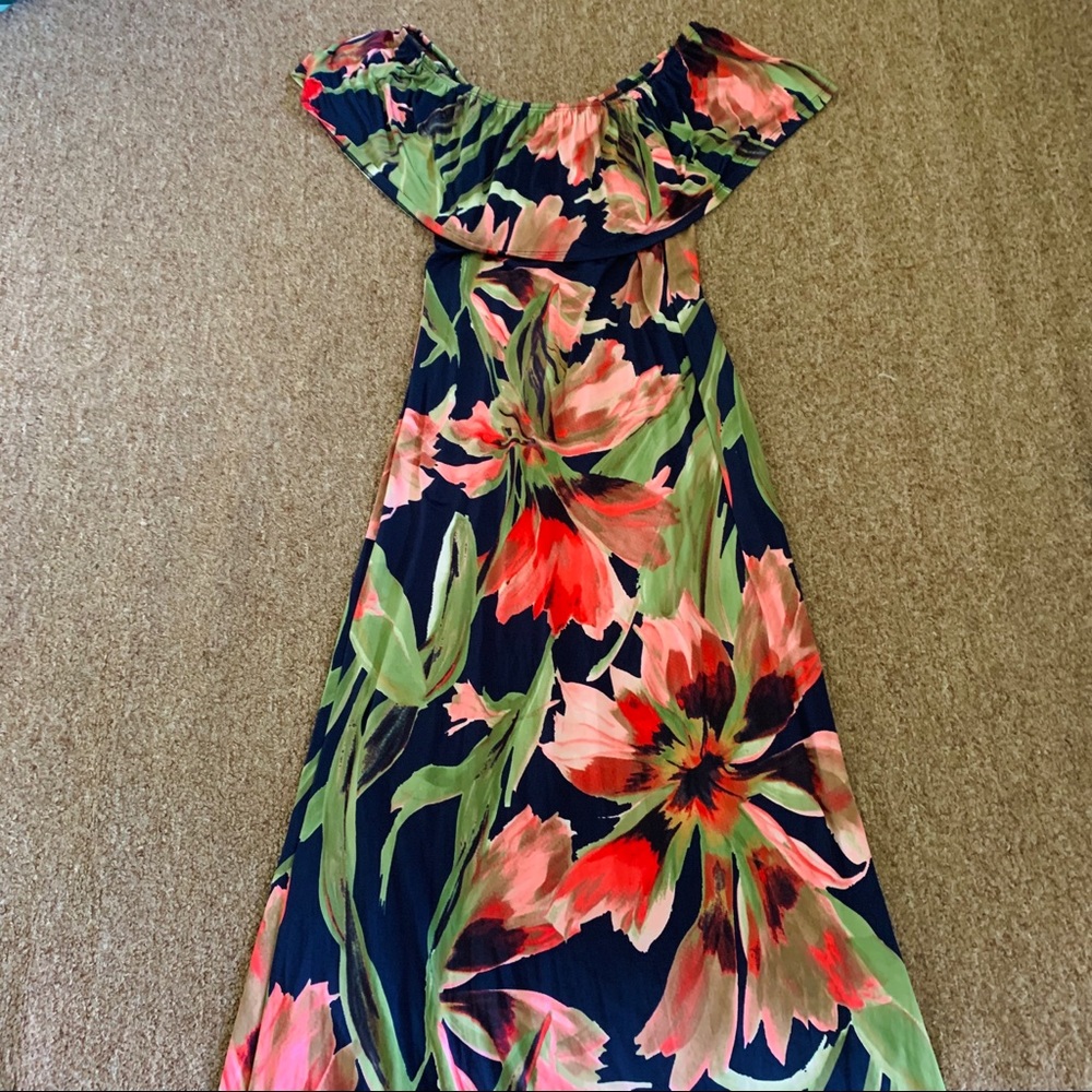 Navy Off Shoulder Strapless dress